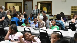 children at tables