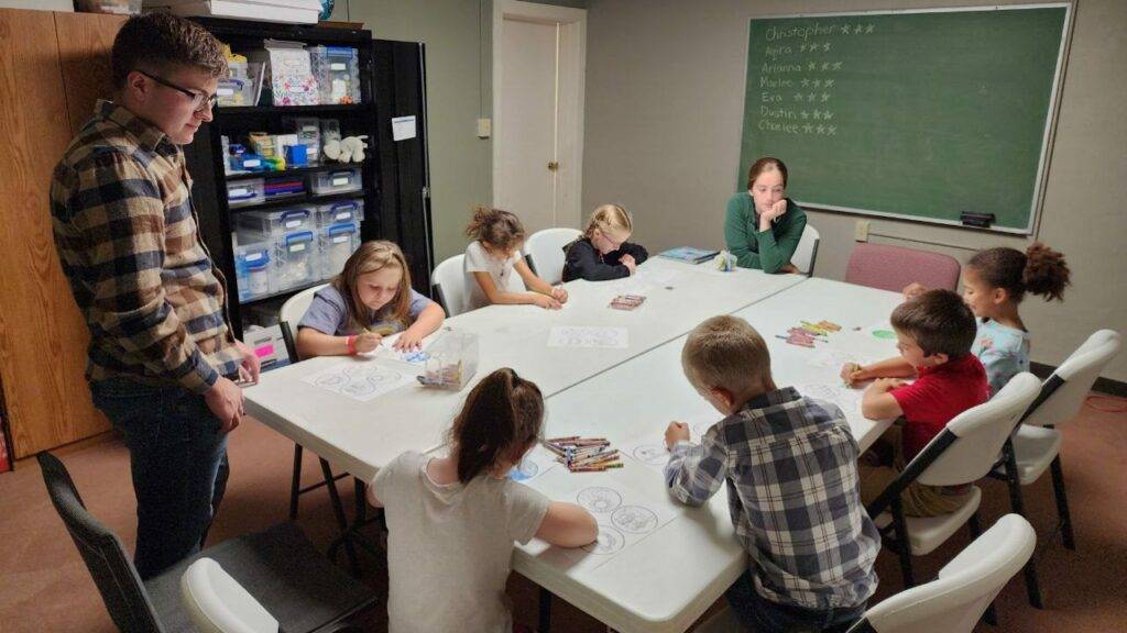 kids around table